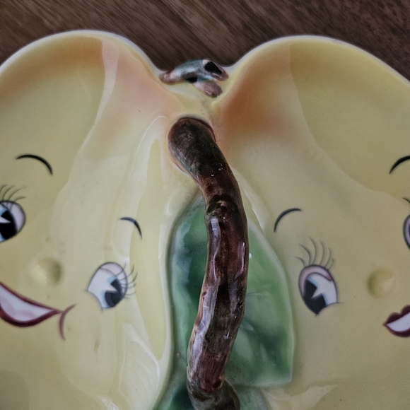 Anthropomorphic Pear Faced Branch Handle Divided Dish Tray PY Japan Vintage - Picture 5 of 8